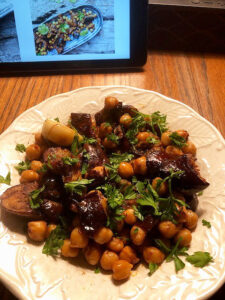 Quarantine Kitchen: Warm eggplant and chickpea salad